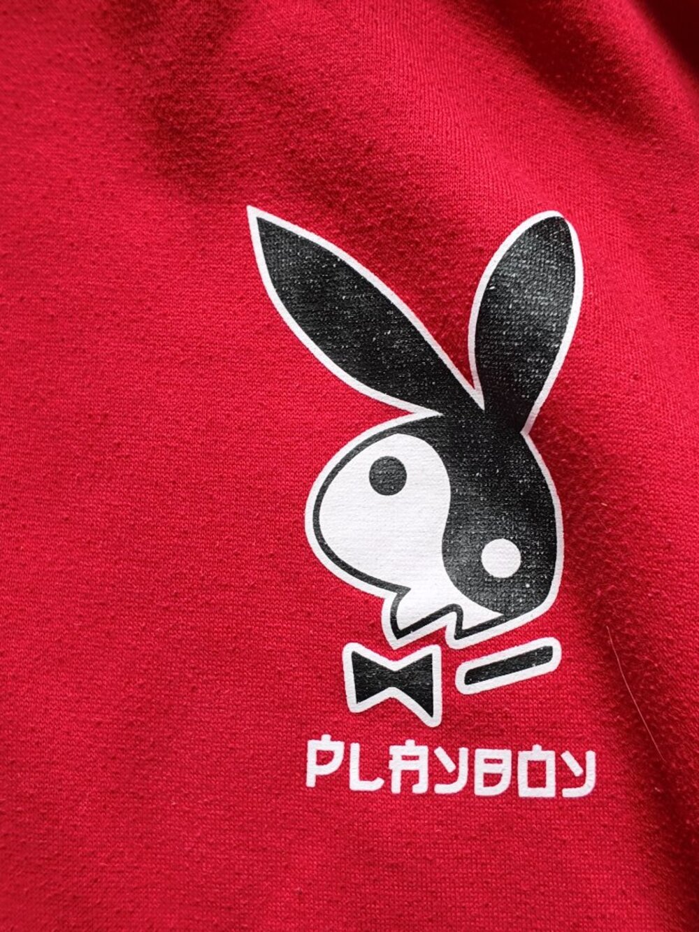Playboy Color Block Hoodie Grey Red Y2K Japanese Graphic Men's Size Large L - Picture 5 of 6